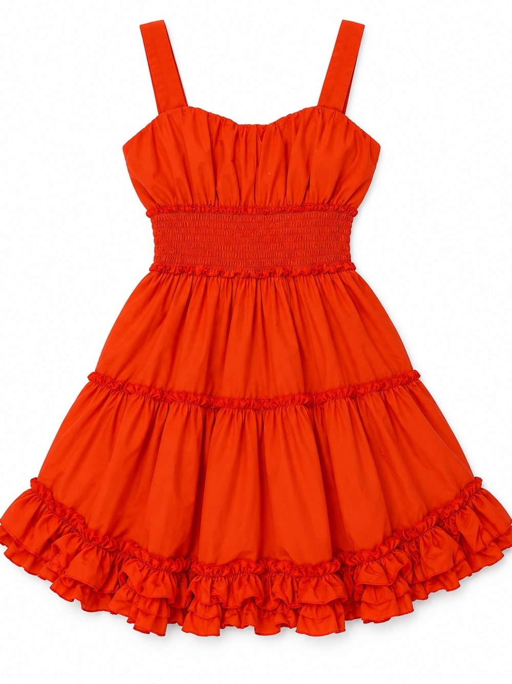 Jason Wu Bright Orange Smocked Tiered HOCO Party Wedding Guest Dress